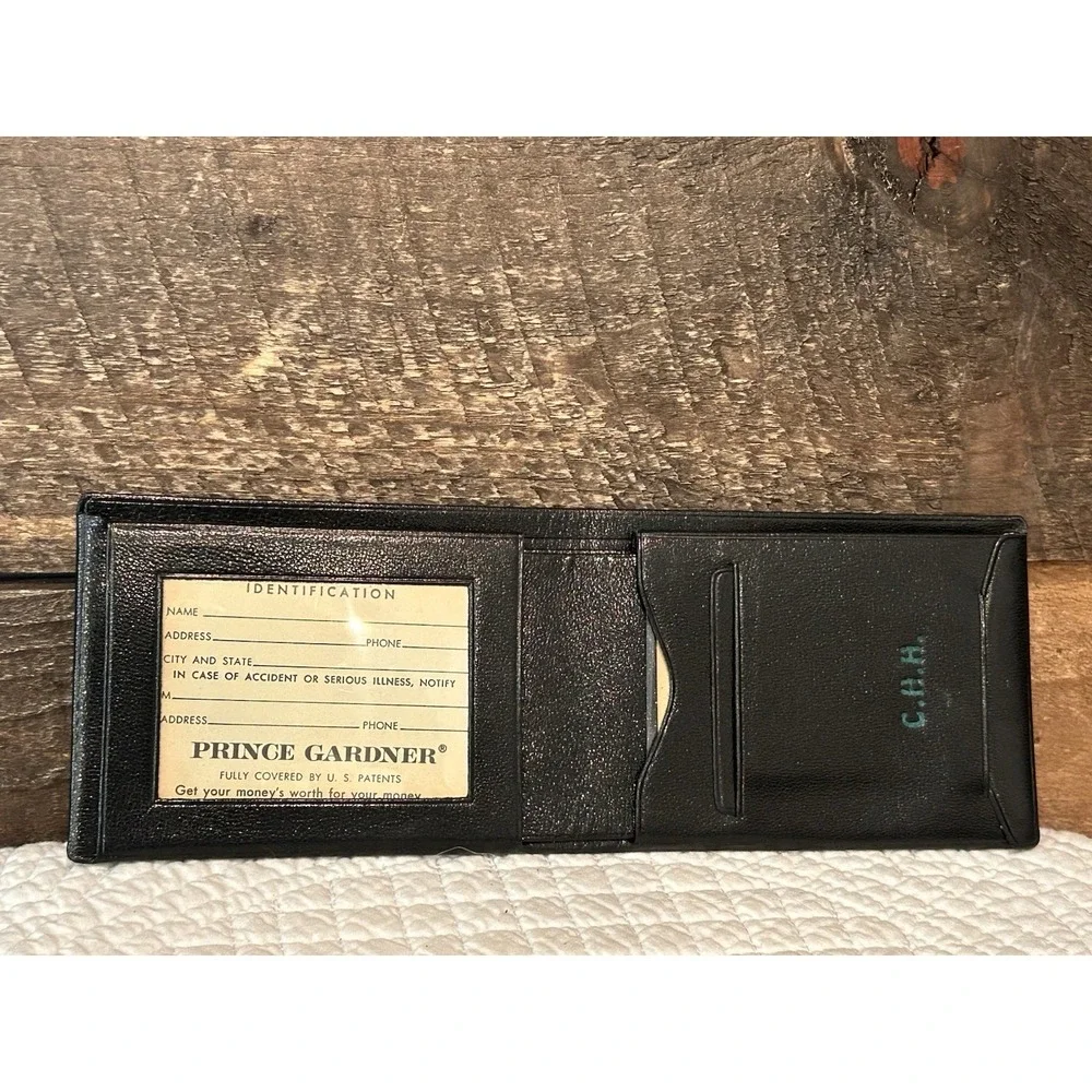 Prince Gardner Banker Men's Leather Bifold Wallet Banker Top Grain Cowhide Black